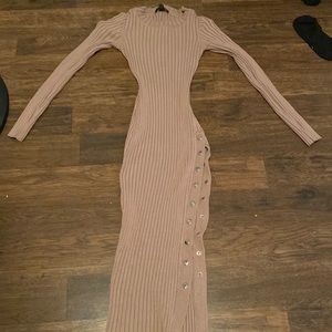 Brown Cotton Skin tight dress